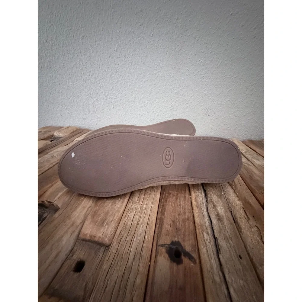 UGG Jass Espadrille Flat 9 White Leather Slip On Strappy Heel 1011187
